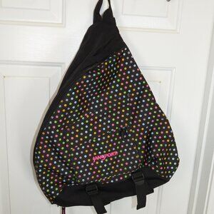 JanSport Sling Backpack One Shoulder Adjustable Strap Hook & Loop Polka Dots
